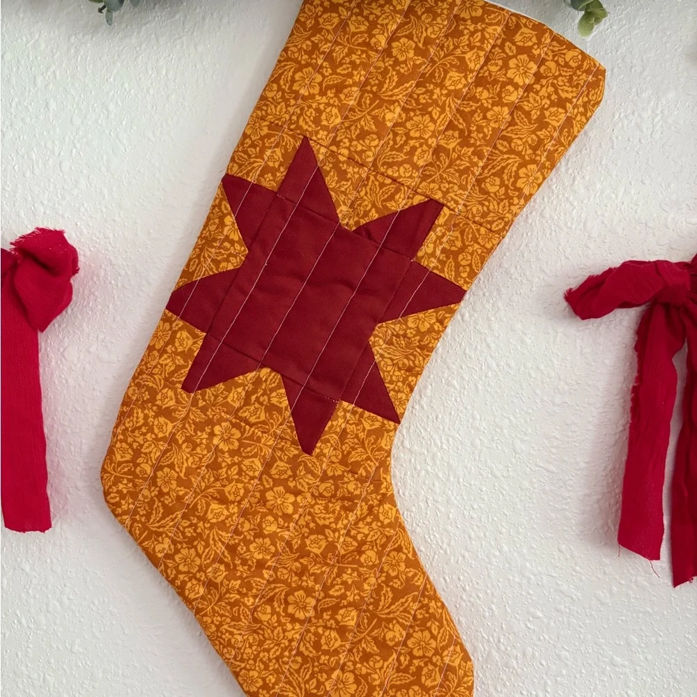 Festive Orange and Red Holiday Stocking